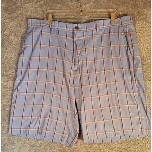 Callaway Mens Golf Shorts Size 38 Stretch Blue Orange Windowpane Plaid SU1244